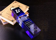 Blaue Kristallschalen-großer Wettbewerbs-Gebrauch der trophäen-K9 mit Stich-Logo Laser-3D
