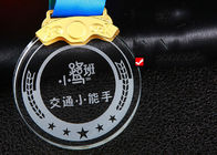 Studenten-kundenspezifische Sport-Medaillen-Strahlenen-Kristalltexte mit Farbdruck-Band